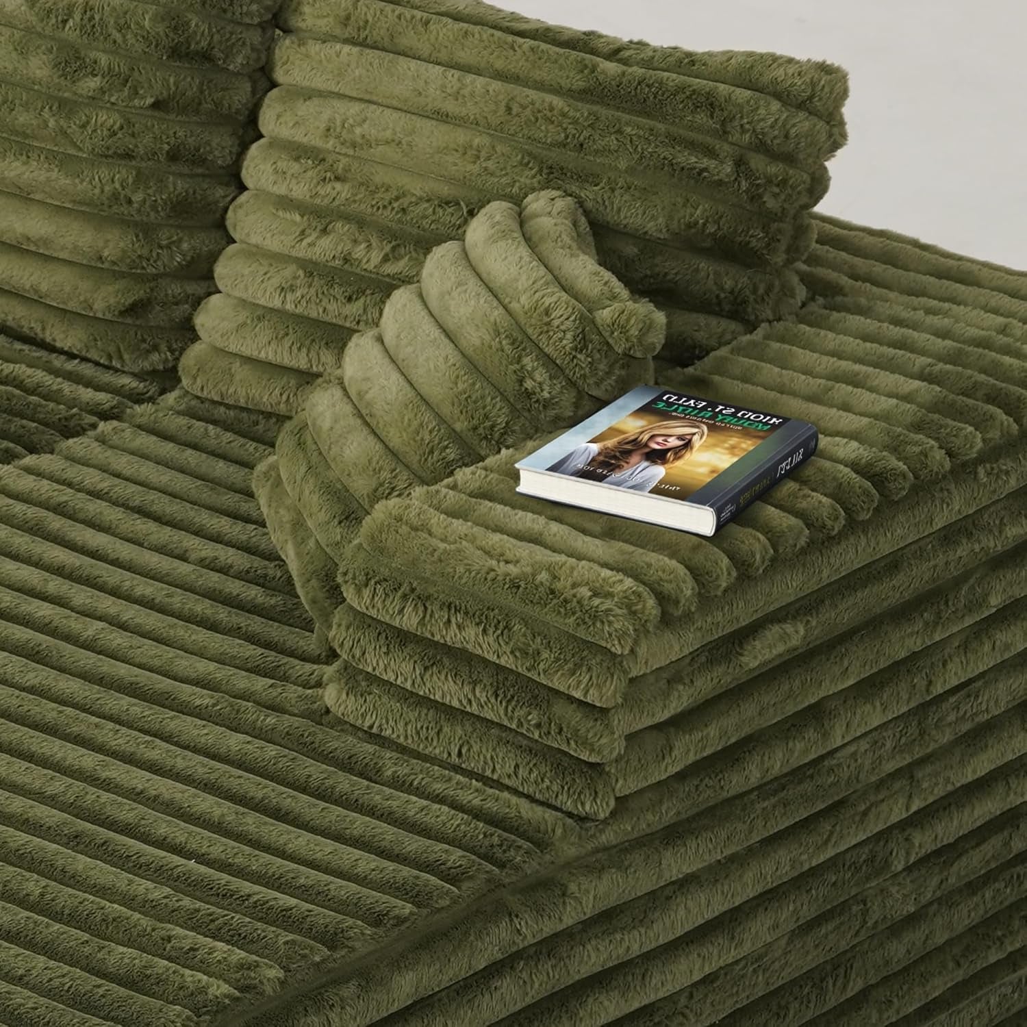 Modern Green L-Shape Sectional Couch with Deep Seating-4
