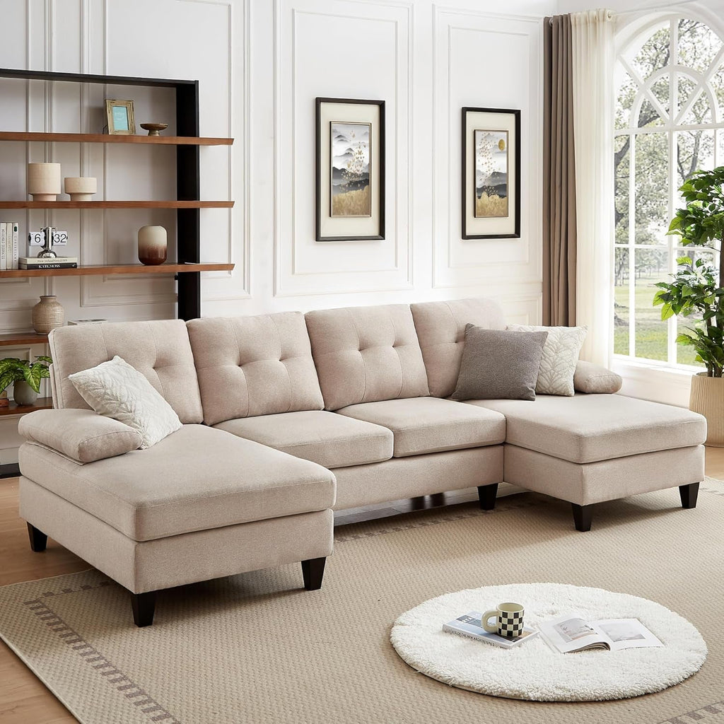 Modern U Shaped Sectional Couch With Double Chaise-0