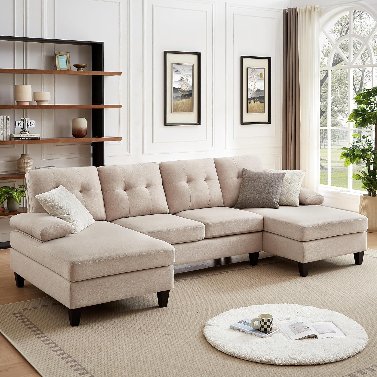 Modern U Shaped Sectional Couch With Double Chaise-0