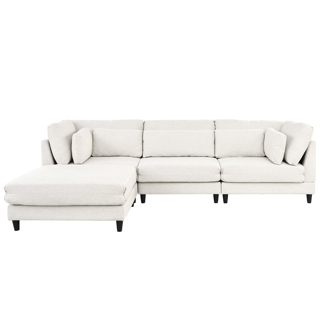 Modern Modular Sectional Sofa with Movable Ottoman