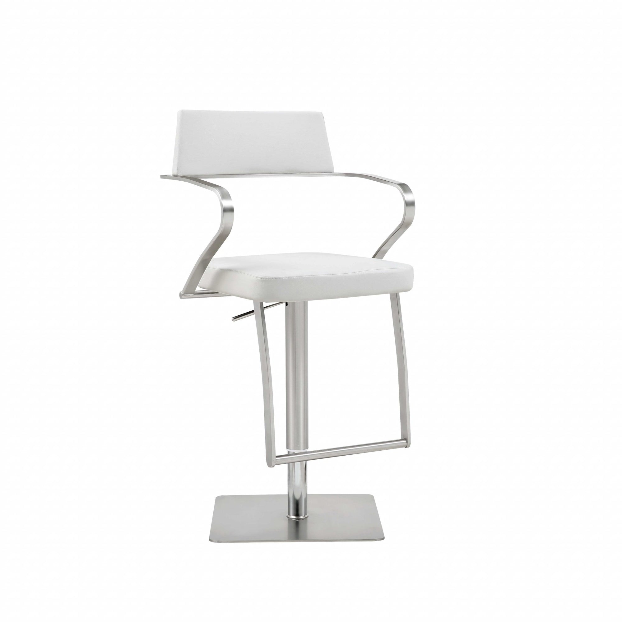 21 " White And Silver Stainless Steel Bar Chair-0