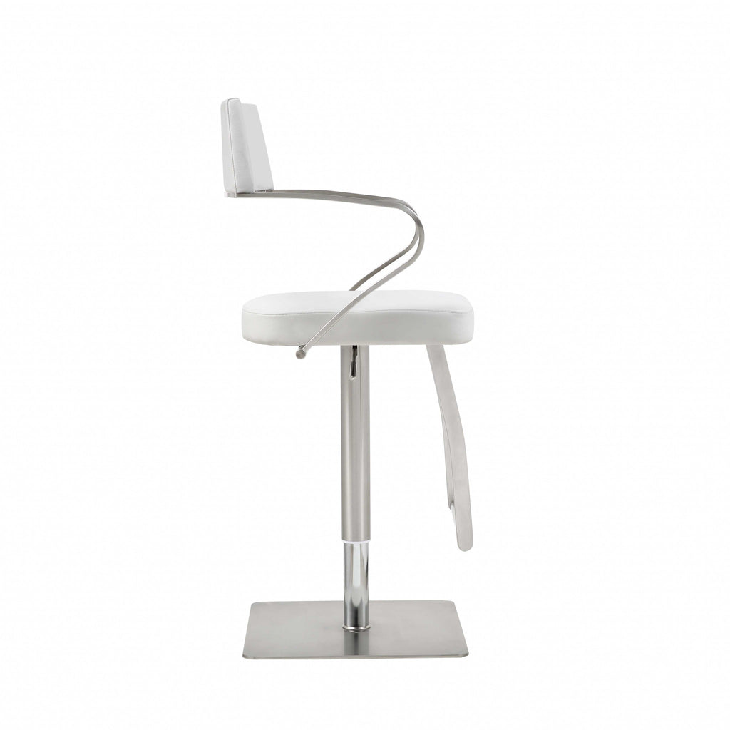 21 " White And Silver Stainless Steel Bar Chair-2