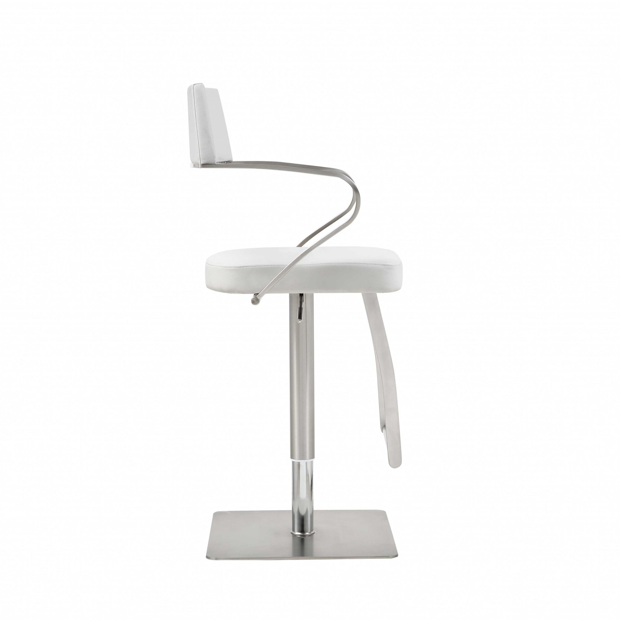 21 " White And Silver Stainless Steel Bar Chair-2