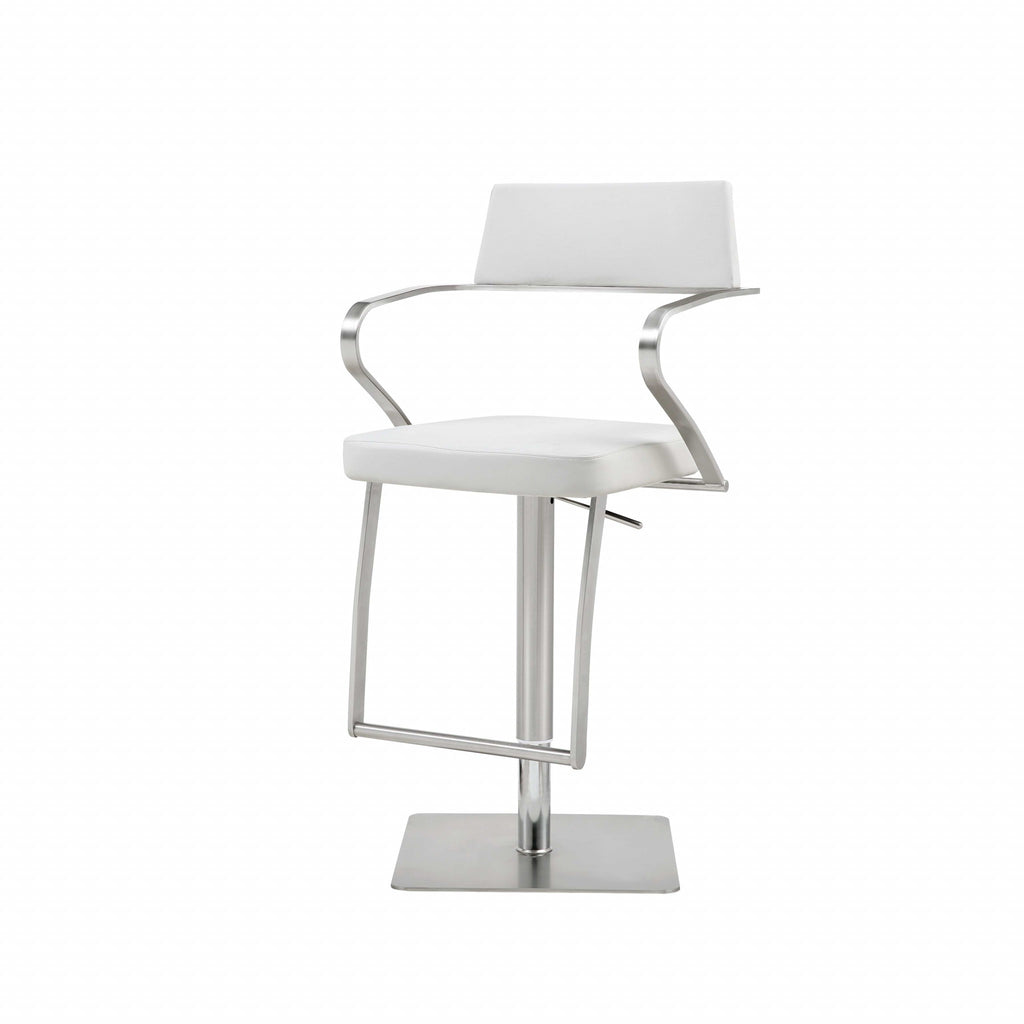 21 " White And Silver Stainless Steel Bar Chair-4