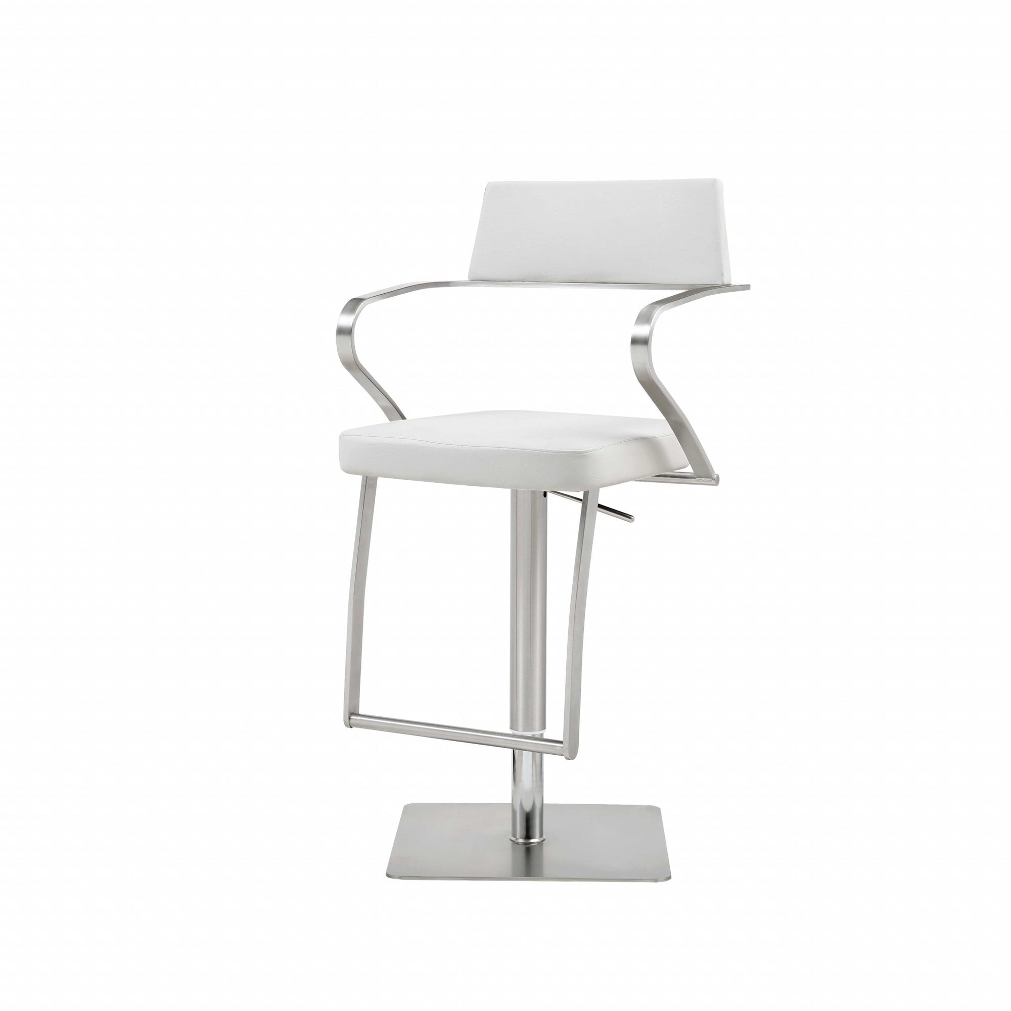 21 " White And Silver Stainless Steel Bar Chair-4