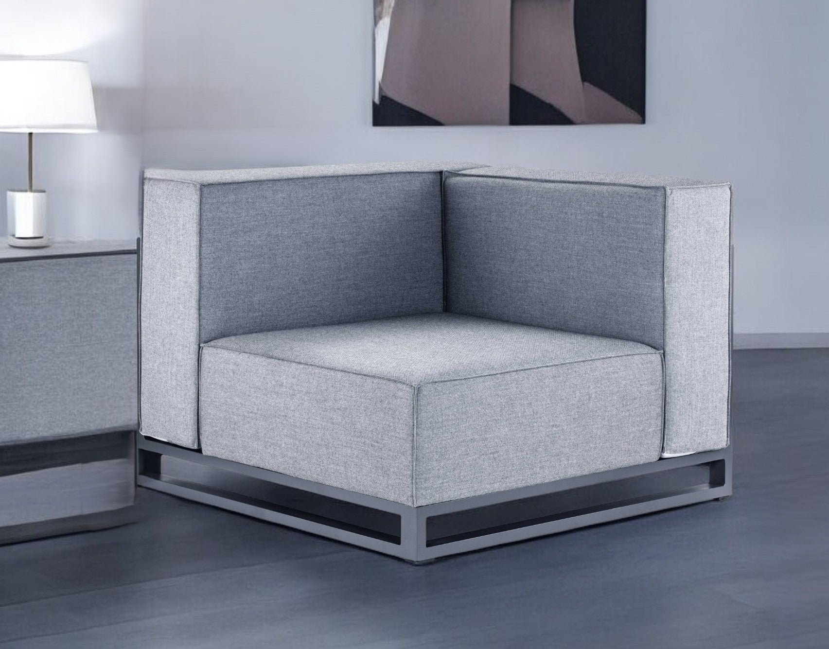 41" Gray Linen Side Chair-1