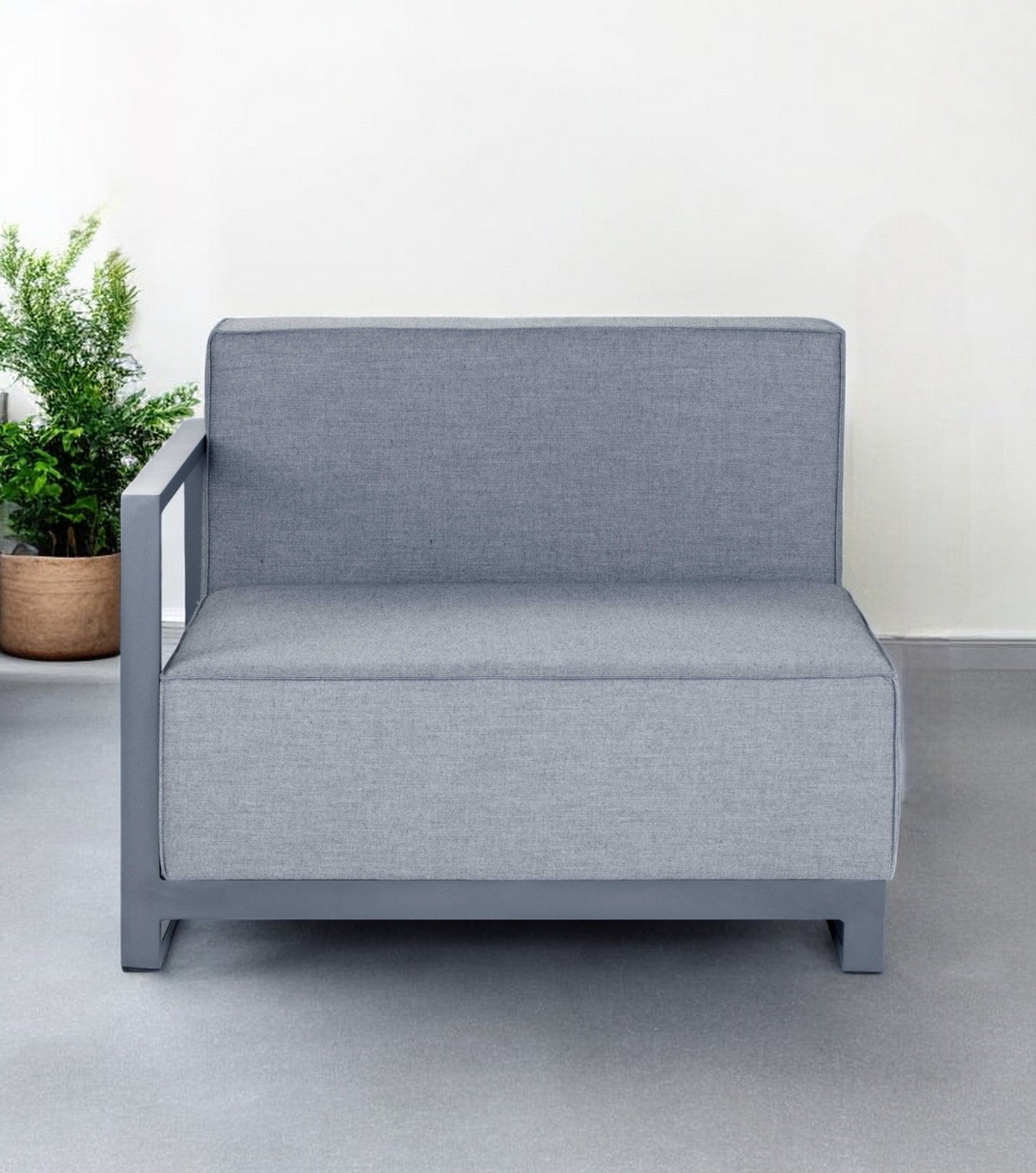 37" Gray Linen Arm Chair-1