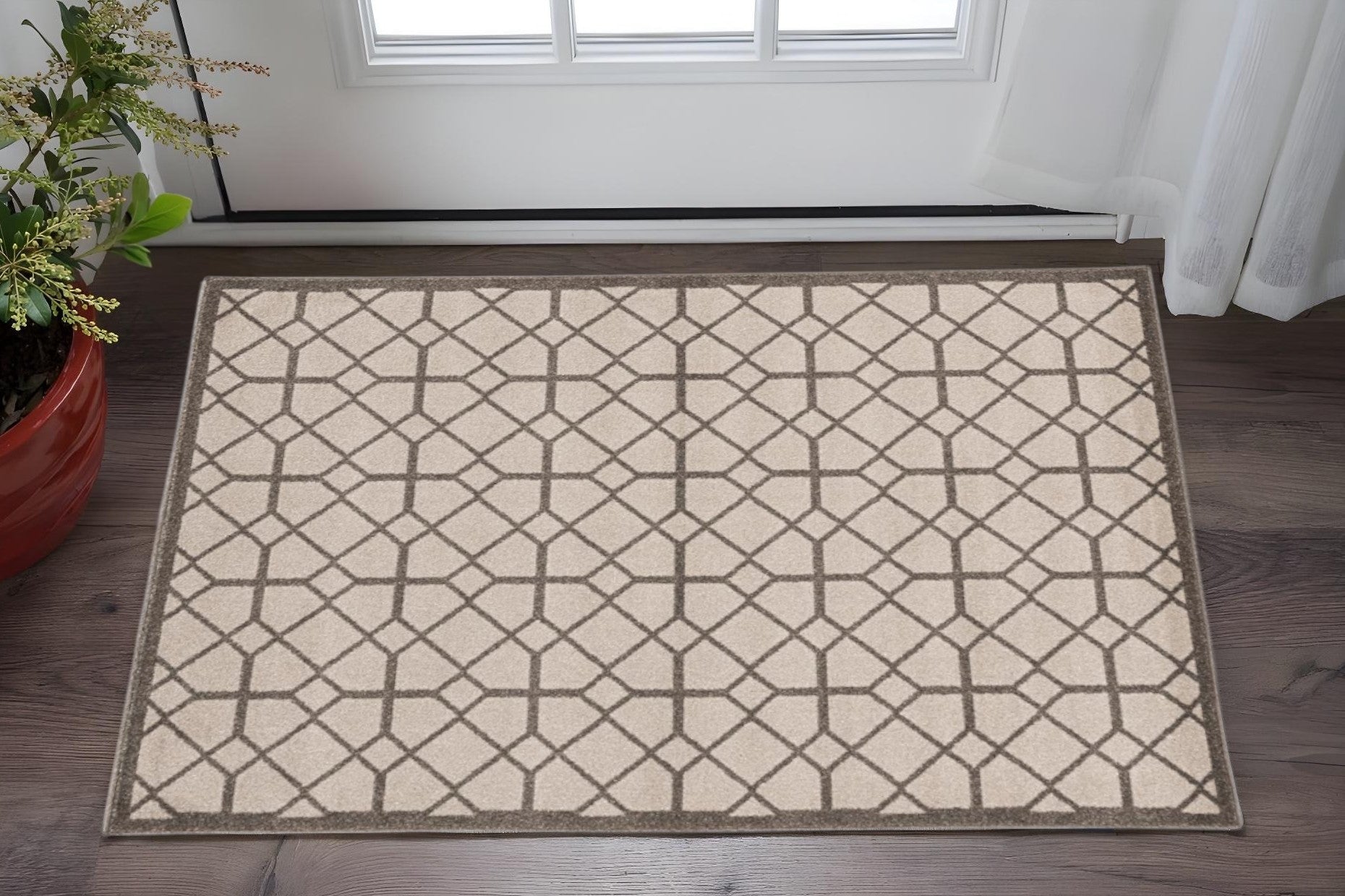 3' X 5' Ivory Or Grey Polypropylene Rug-0