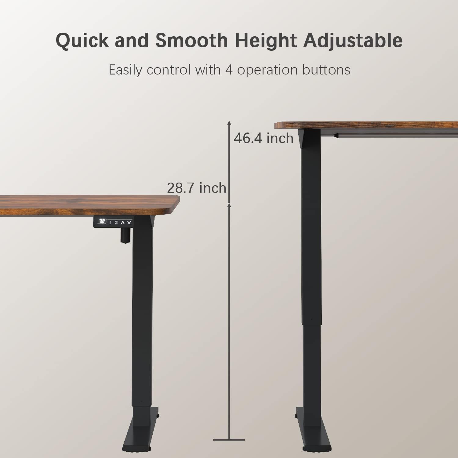 Electric Height Adjustable Standing Desk Large 55 X 24 Inches Sit Stand up Desk Home Office Computer Desk Memory Preset with T-Shaped Metal Bracke, Brown-2