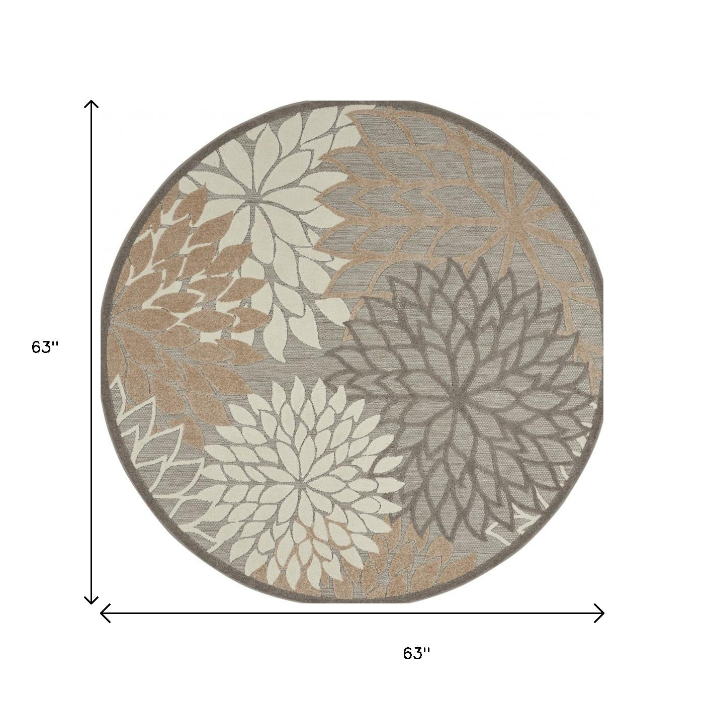5' Gray And Ivory Round Indoor Outdoor Area Rug-2