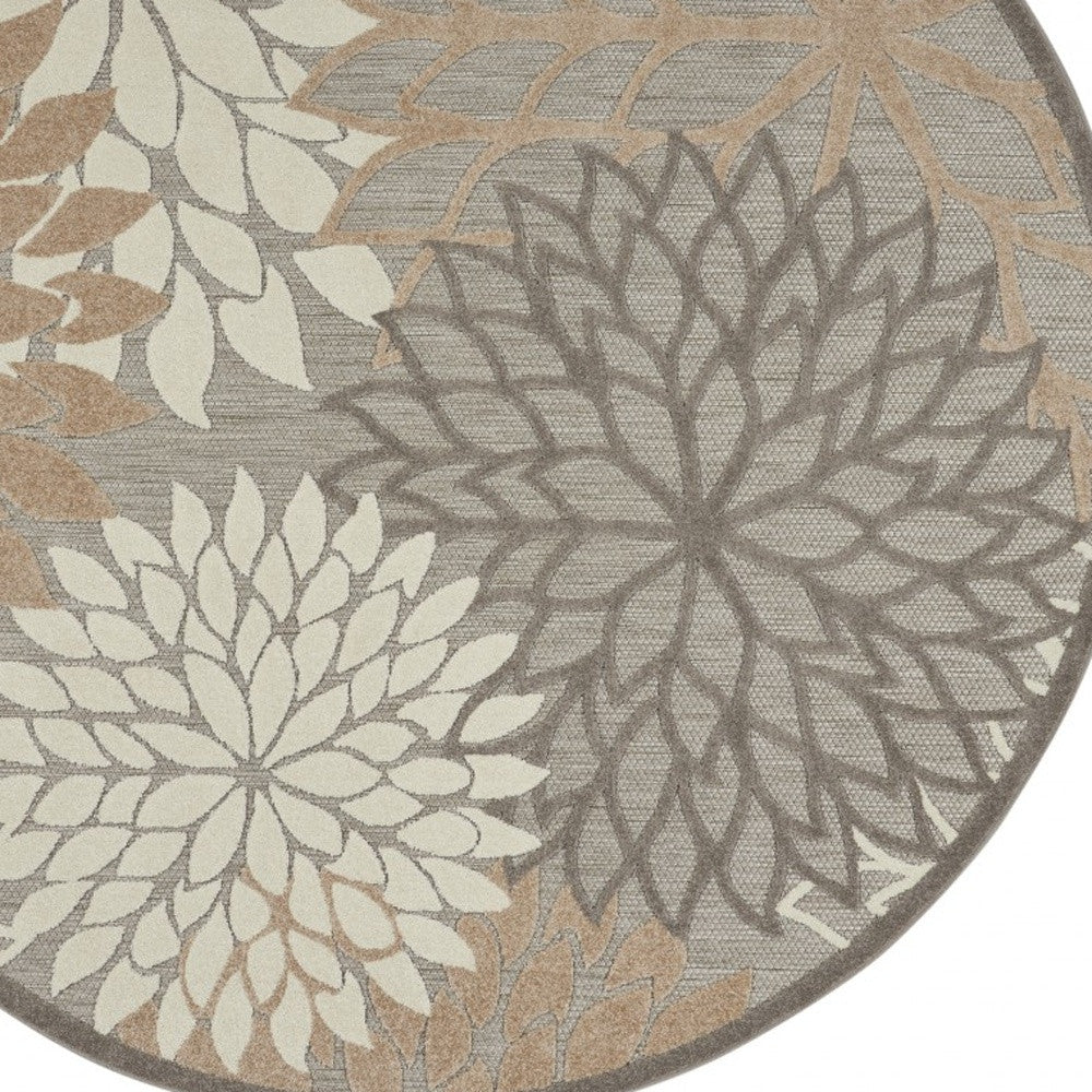 5' Gray And Ivory Round Indoor Outdoor Area Rug-4