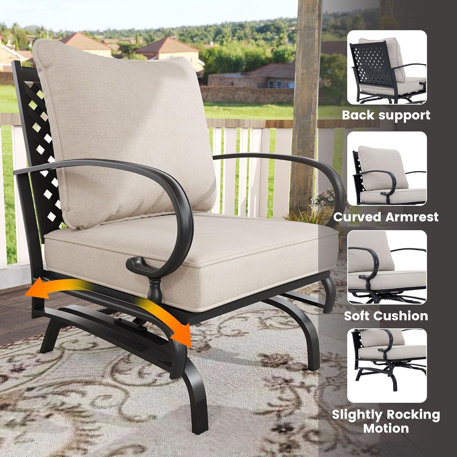 Five Piece Outdoor Patio Furniture Set with Cushions-1