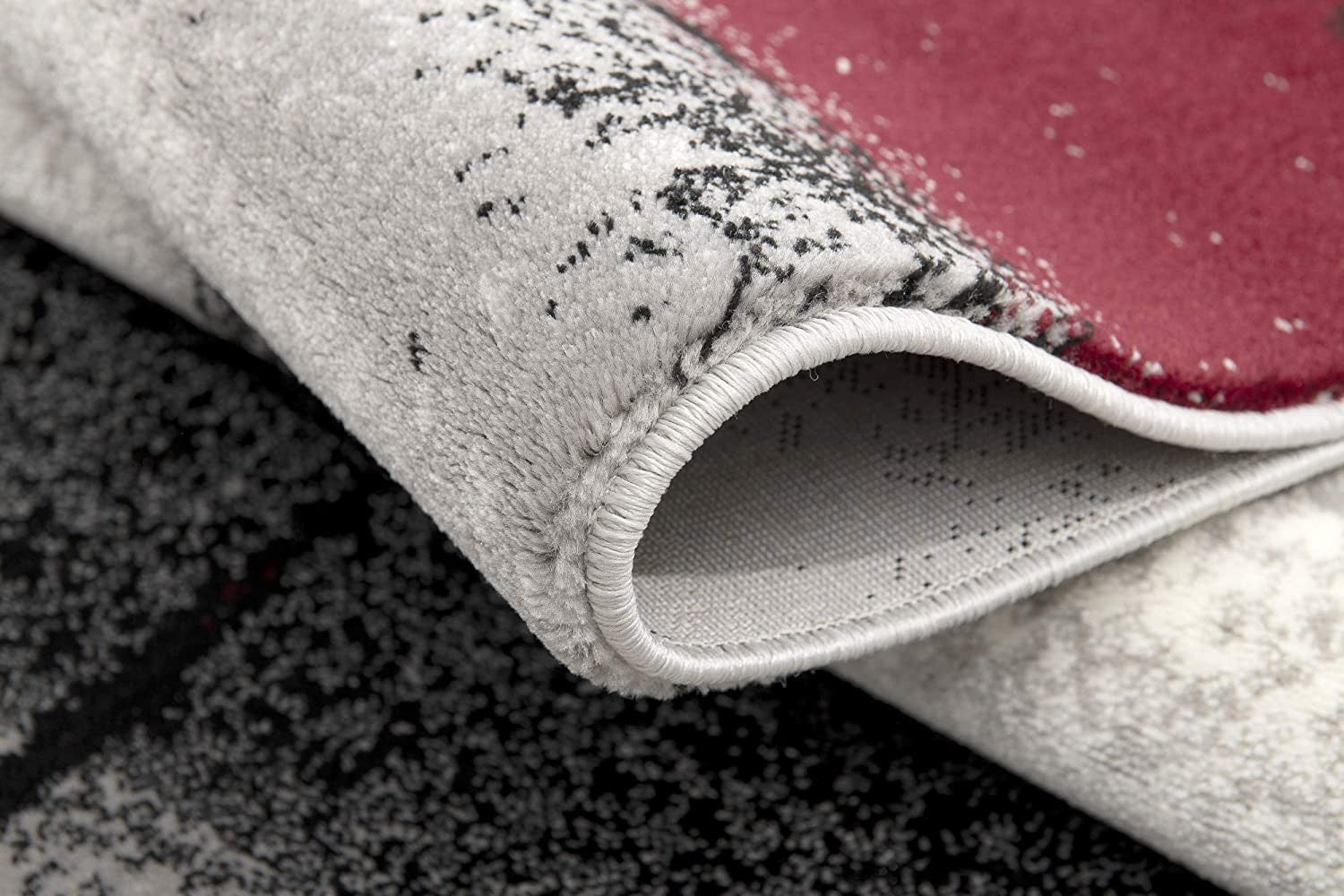 10' Black Burgundy And Gray Abstract Runner Rug-4