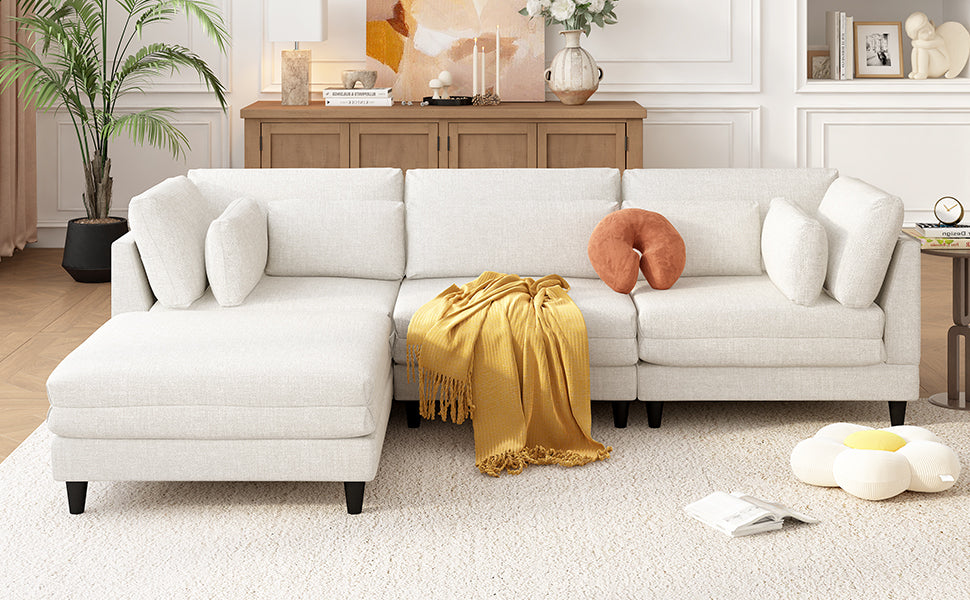 Modern Modular Sectional Sofa with Movable Ottoman
