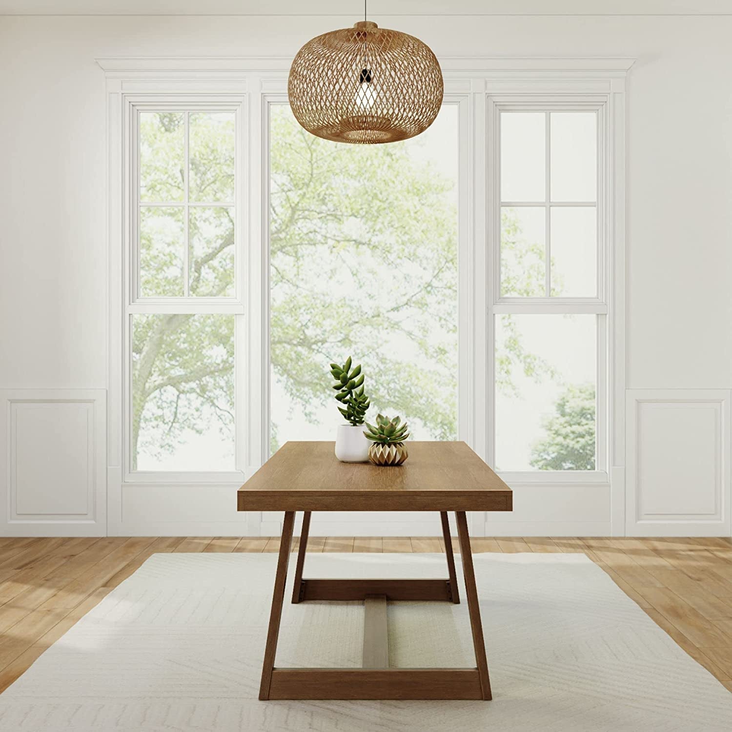 Pecan Wirebrush Wood Rectangular Dining Table-0
