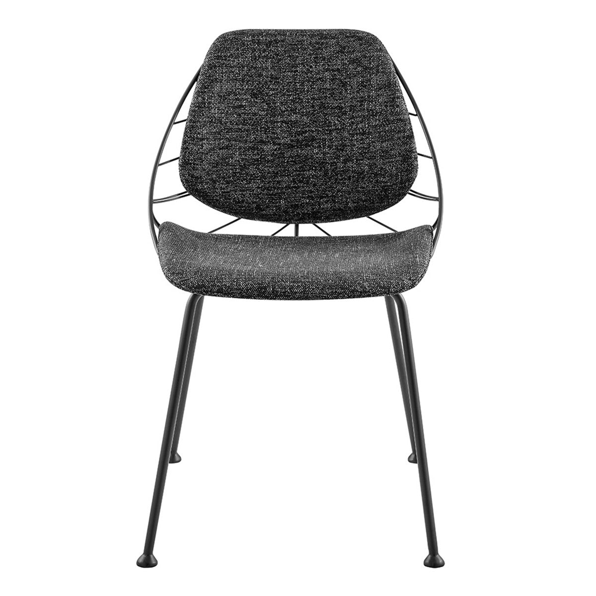 Set of Two Black Upholstered Fabric Dining Side Chairs-1