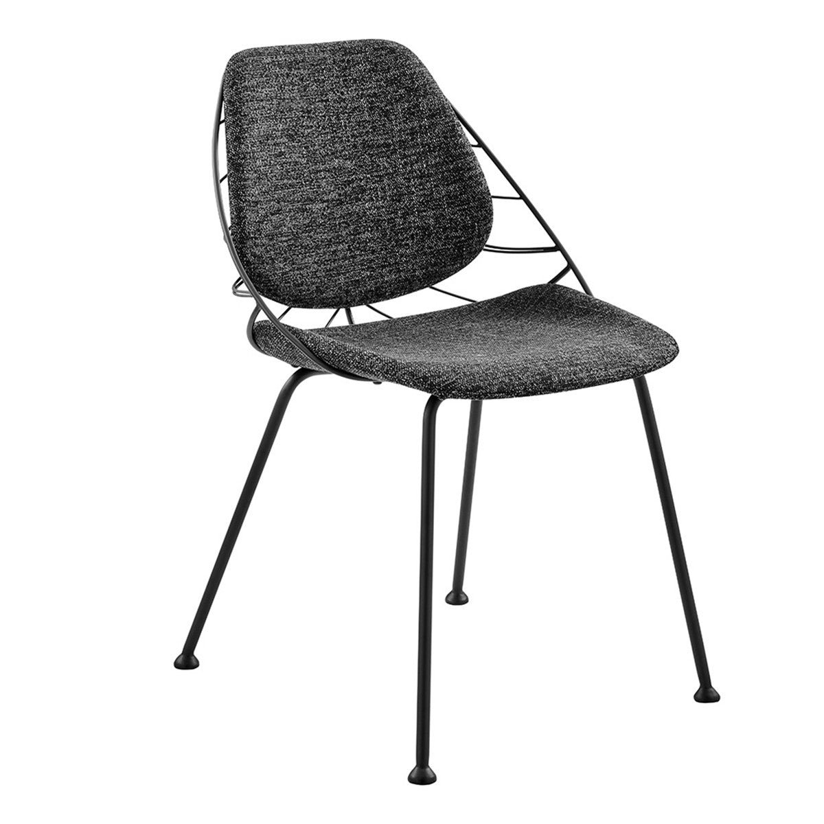 Set of Two Black Upholstered Fabric Dining Side Chairs-2