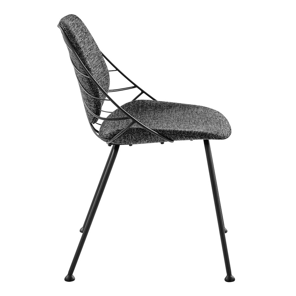 Set of Two Black Upholstered Fabric Dining Side Chairs-3