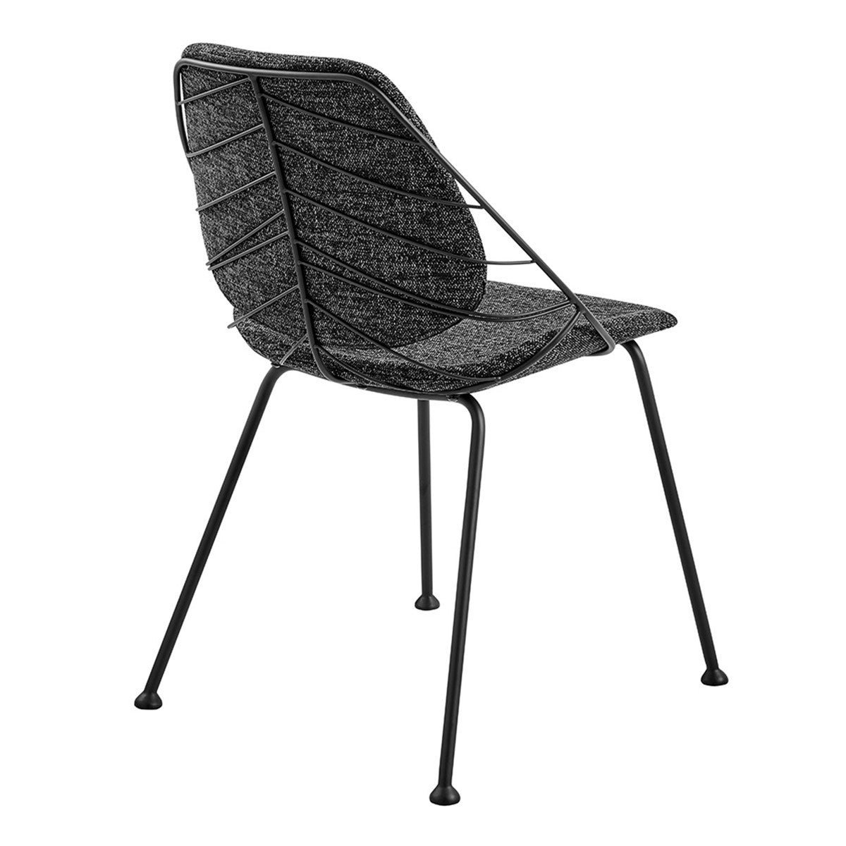 Set of Two Black Upholstered Fabric Dining Side Chairs-4