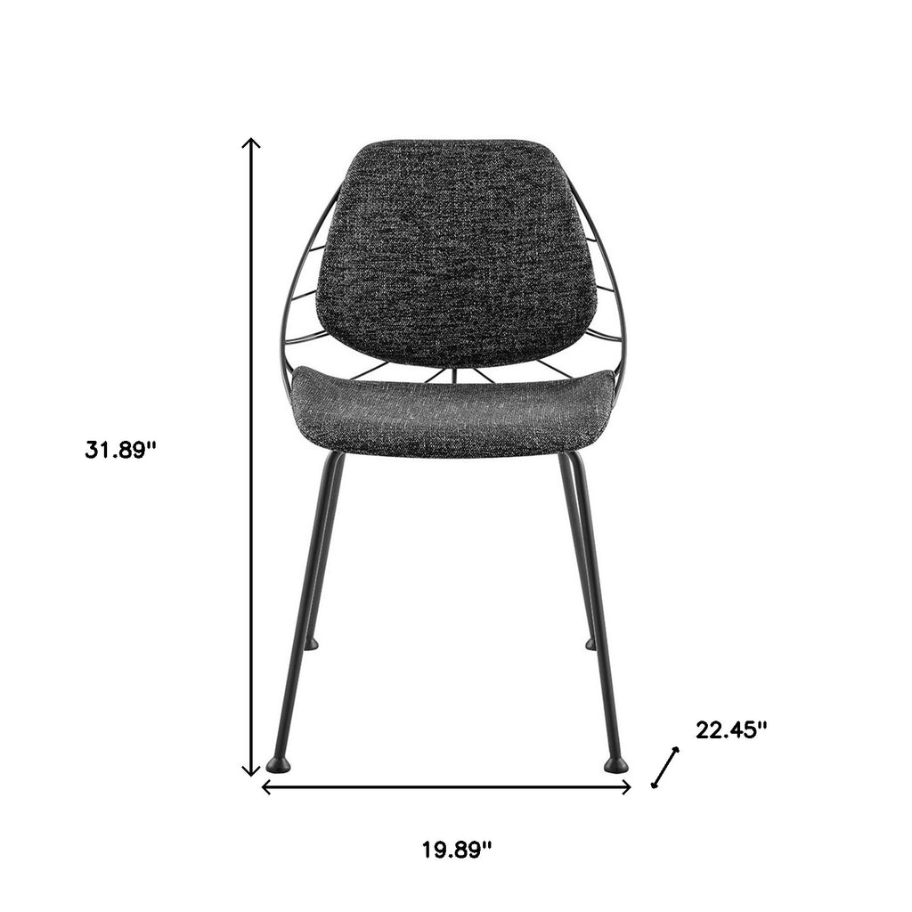 Set of Two Black Upholstered Fabric Dining Side Chairs-6
