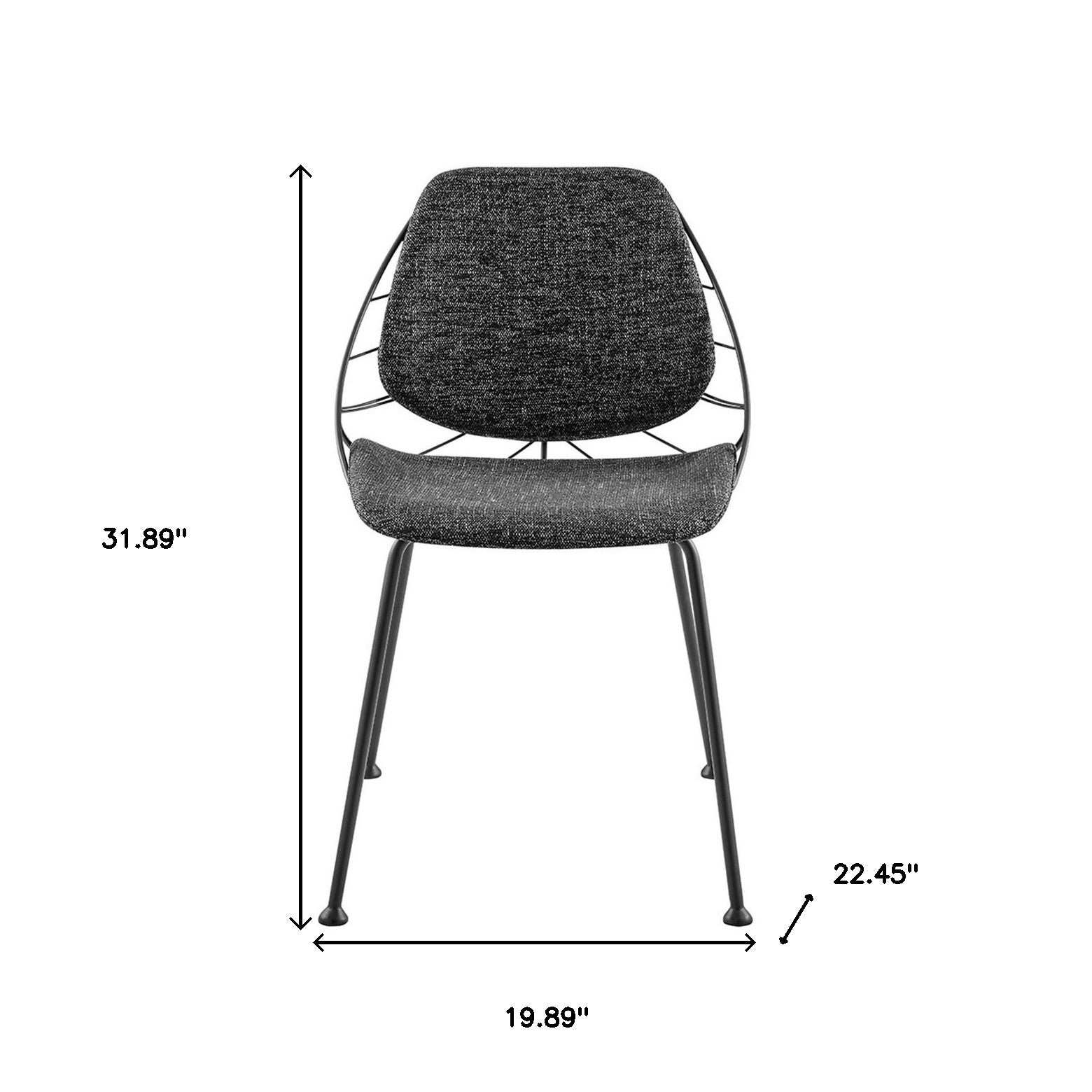 Set of Two Black Upholstered Fabric Dining Side Chairs-6