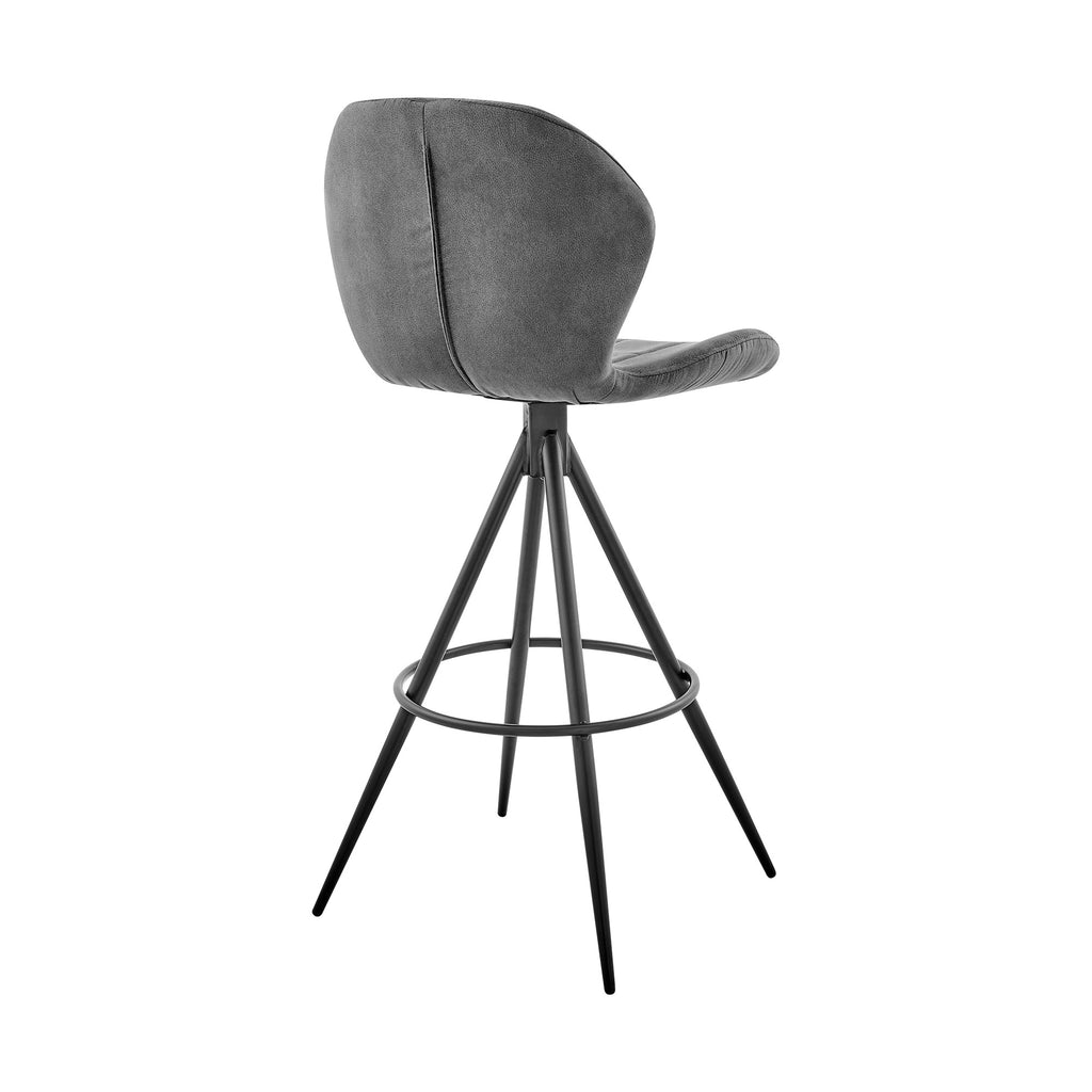 27" Charcoal And Black Iron Counter Height Bar Chair-3