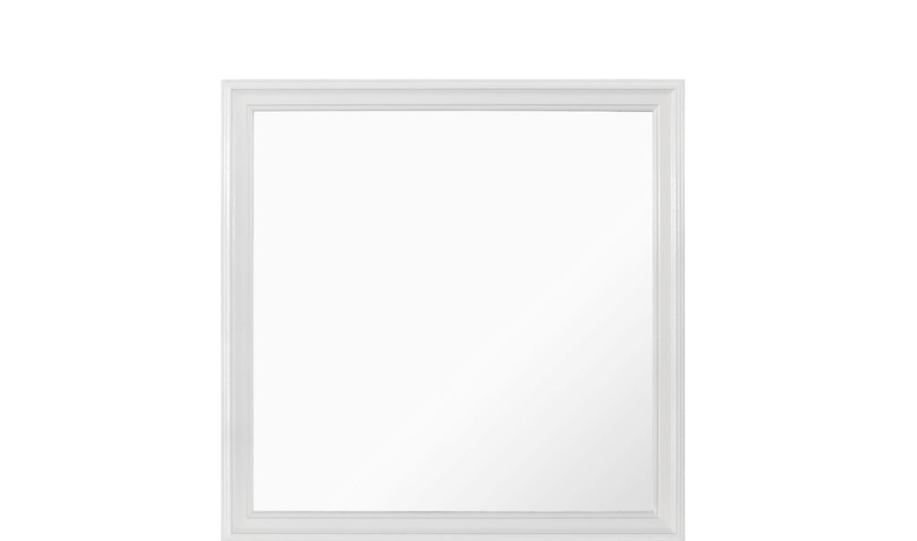 38" White Square Wood Framed Accent Mirror-1