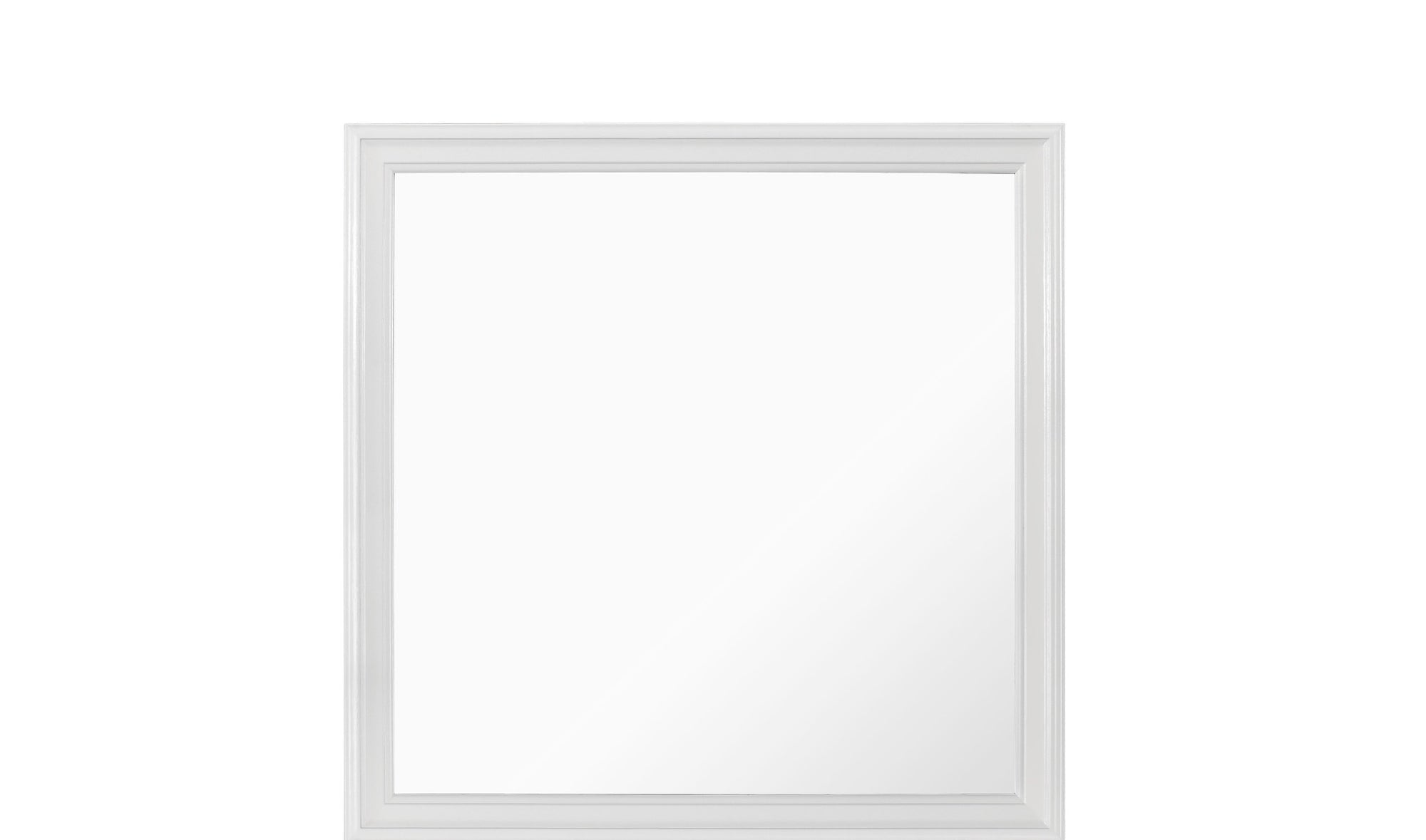 38" White Square Wood Framed Accent Mirror-1