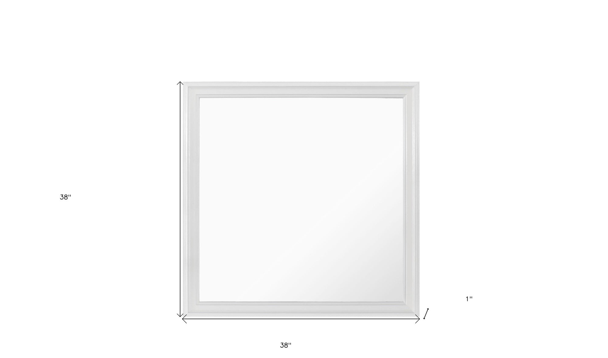 38" White Square Wood Framed Accent Mirror-4