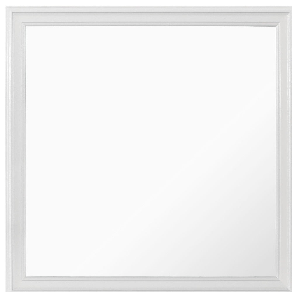 38" White Square Wood Framed Accent Mirror-3