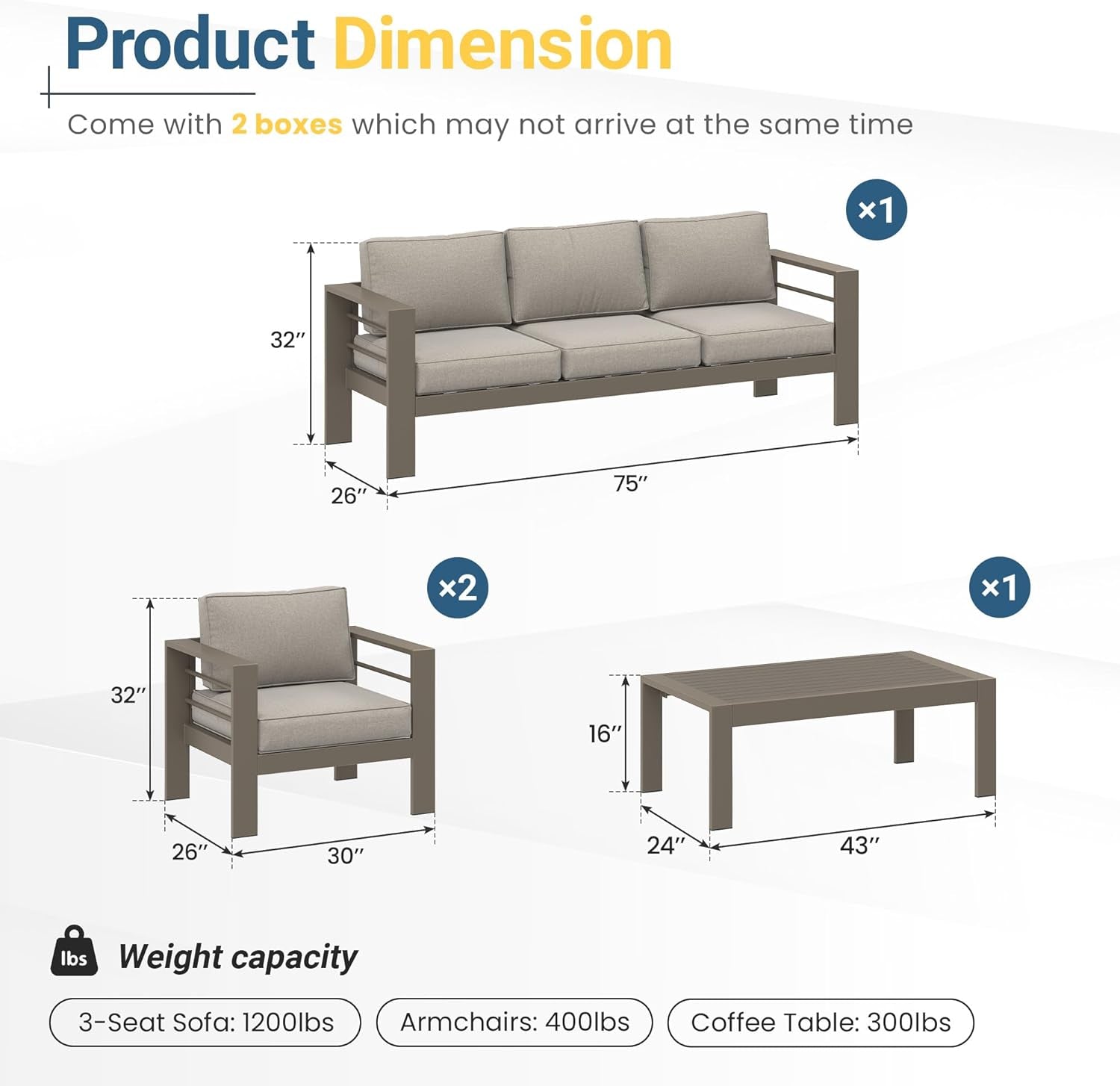 Outdoor Patio Furniture Set with Upgraded Cushions-1