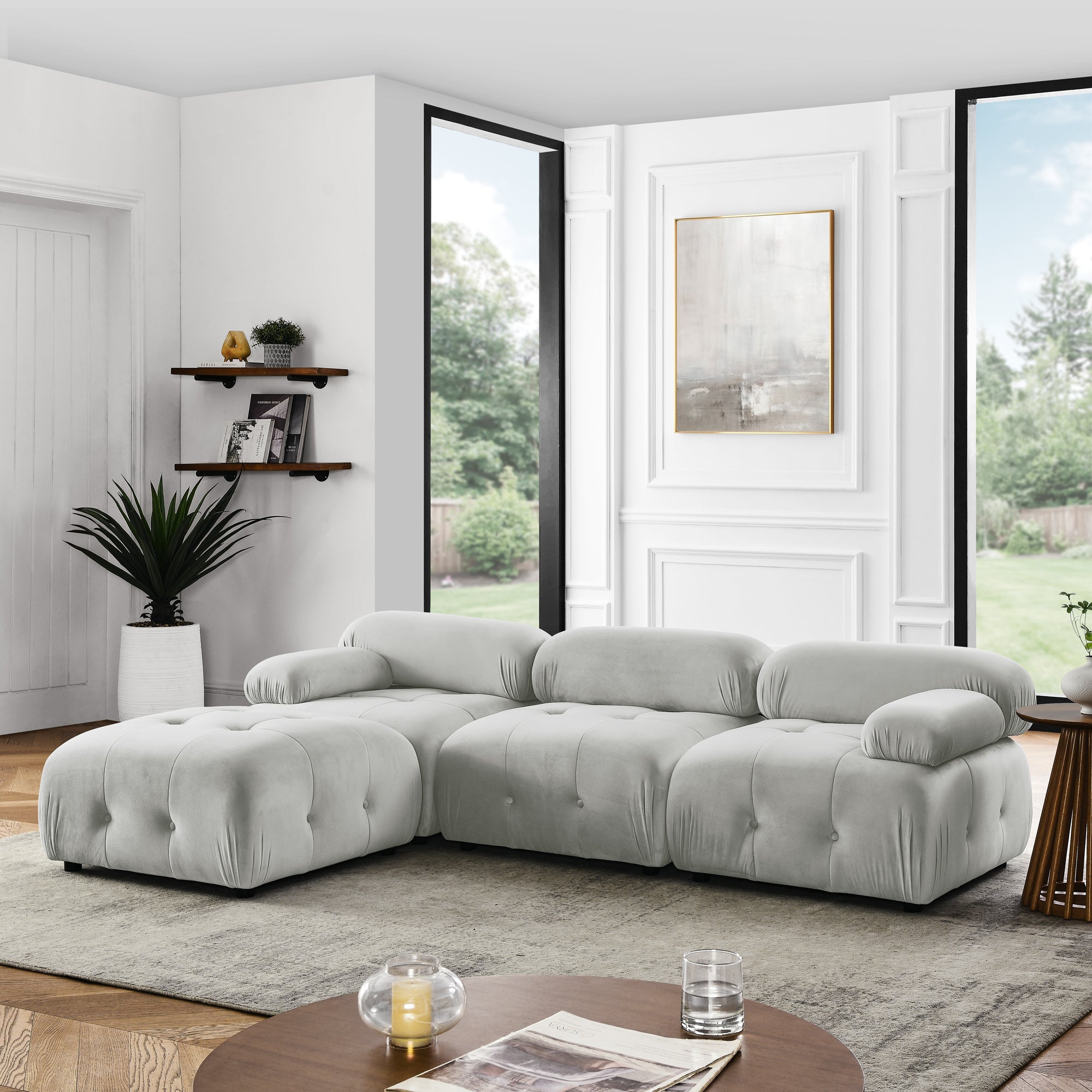 Modular Sectional Sofa with Button Tufting