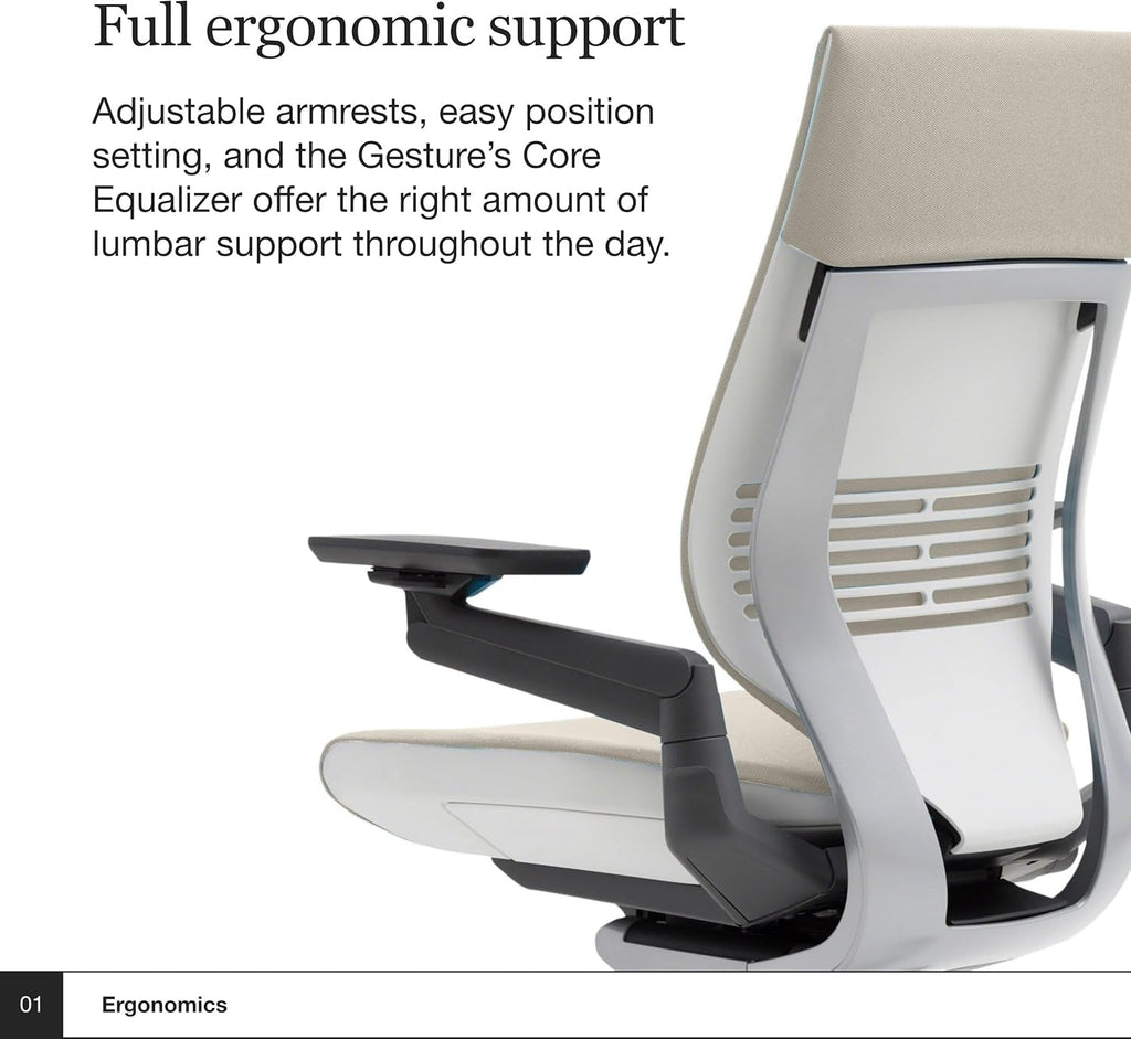 Gesture Office Chair - Ergonomic Work Chair with Wheels for Carpet - Comfortable Office Chair - Intuitive-To-Adjust Chairs for Desk - 360-Degree Arms - Coconut Yellow Fabric-2