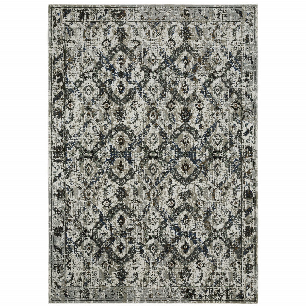 4' X 6' Charcoal And Gray Oriental Distressed Area Rug-1