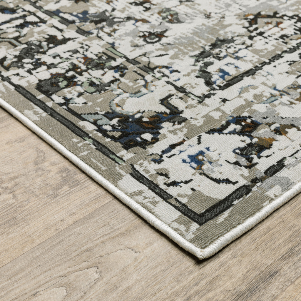 4' X 6' Charcoal And Gray Oriental Distressed Area Rug-3