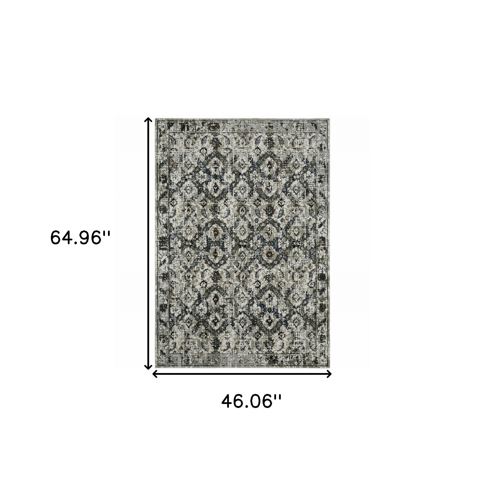 4' X 6' Charcoal And Gray Oriental Distressed Area Rug-2