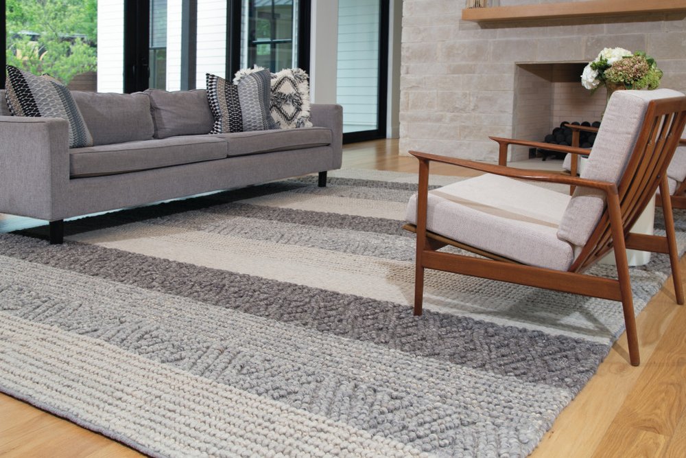 10' X 13' Gray Black And Taupe Wool Striped Hand Woven Area Rug