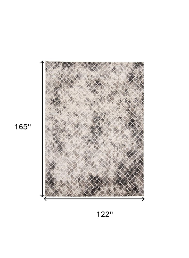10' X 14' Ivory Gray And Taupe Abstract Stain Resistant Area Rug