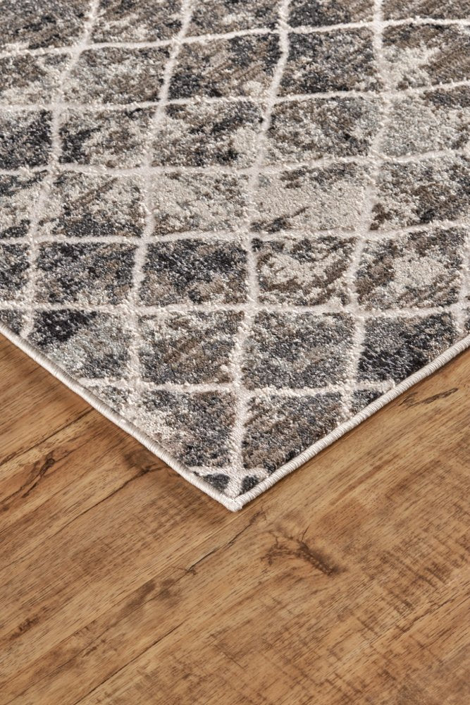 10' X 14' Ivory Gray And Taupe Abstract Stain Resistant Area Rug