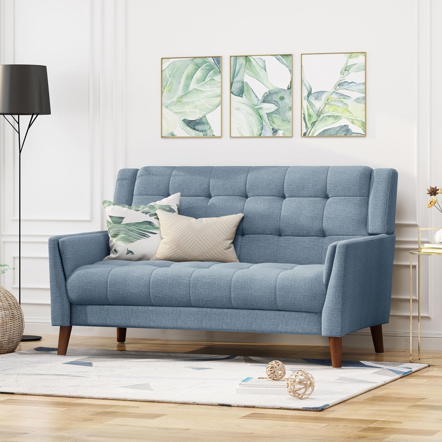 Blue Mid-Century Modern Loveseat