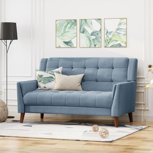 Blue Mid-Century Modern Loveseat