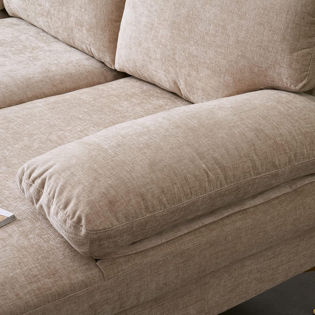 Convertible Sectional Sofa 110" U-Shape Sofa Couch 4-Seat Couch with Chaise Chenillefabric Upholstered for Living Room, Apartment, Office, Camel-4