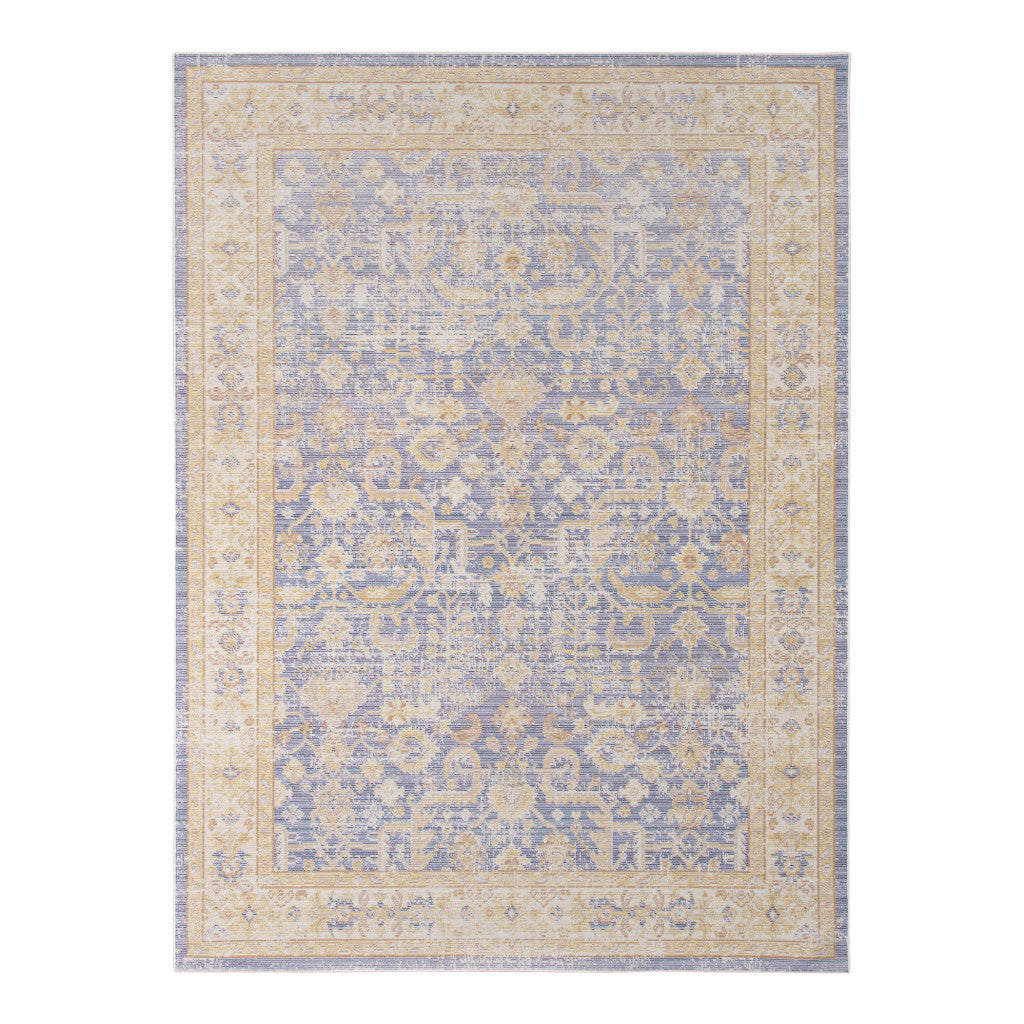 5' X 8' Gray Yellow And Lavender Floral Area Rug-1