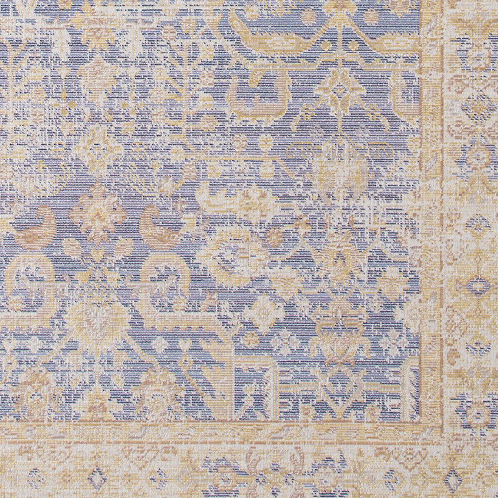 5' X 8' Gray Yellow And Lavender Floral Area Rug-5