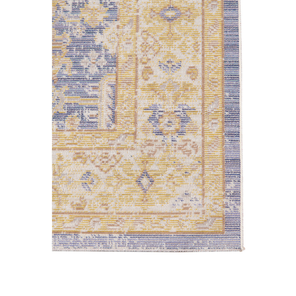 5' X 8' Gray Yellow And Lavender Floral Area Rug-3