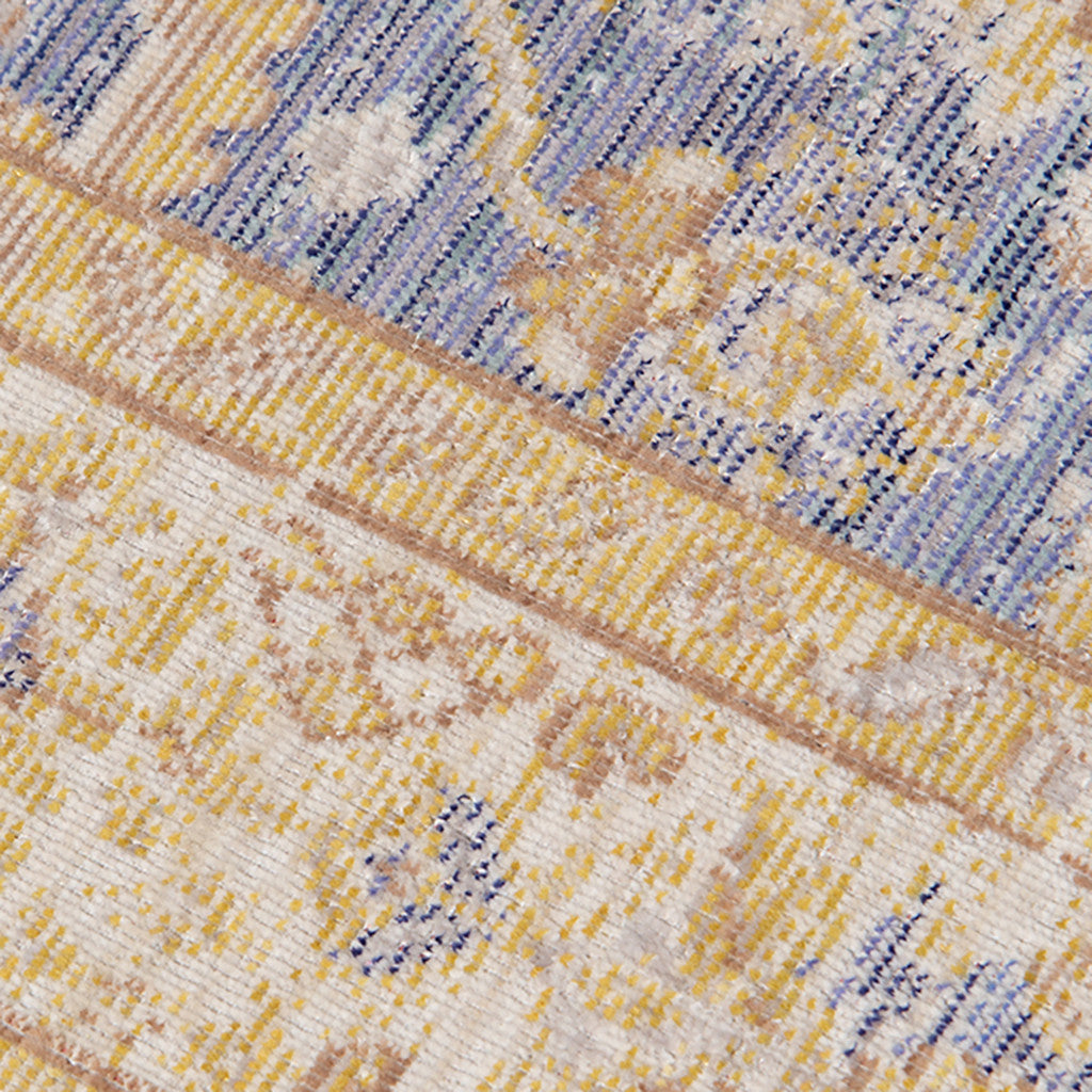 5' X 8' Gray Yellow And Lavender Floral Area Rug-6