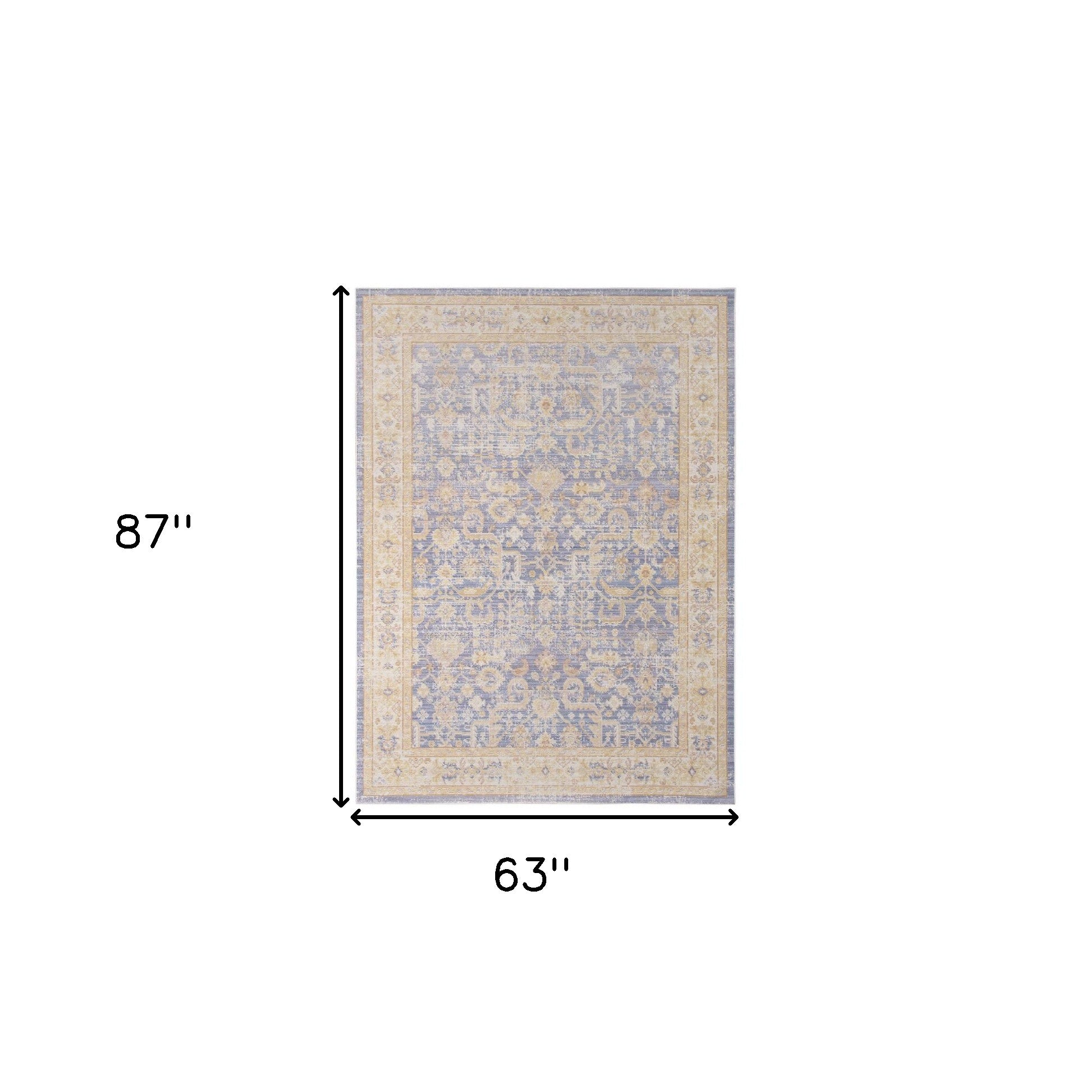 5' X 8' Gray Yellow And Lavender Floral Area Rug-2