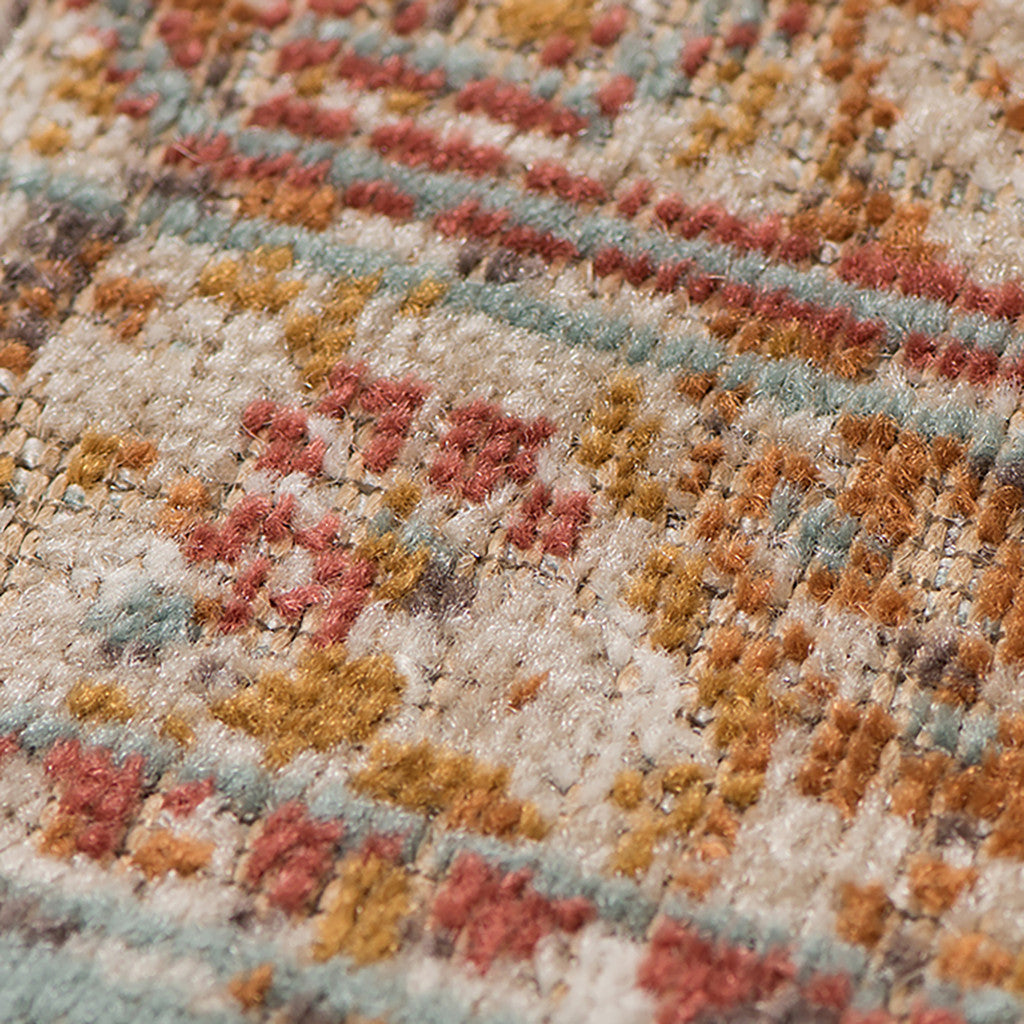 7' X 9' Teal And Orange Medallion Distressed Area Rug-7
