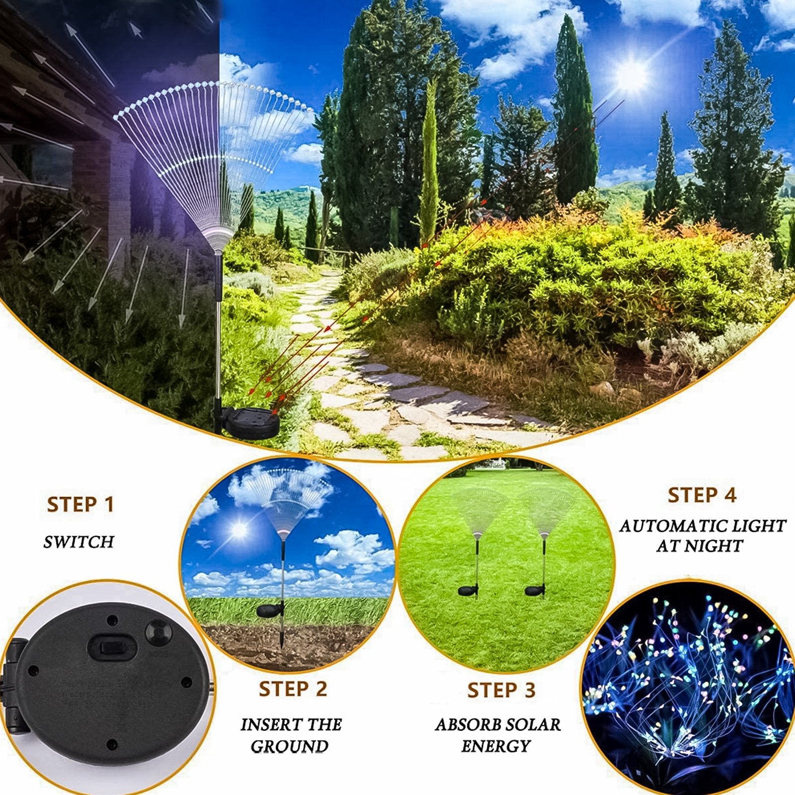 Solar-Powered Firework Garden Lights