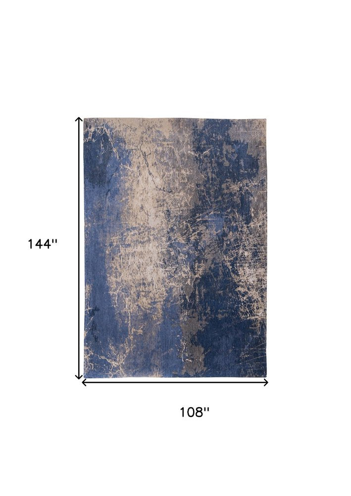 9' X 13' Blue and Gray Abstract Non Skid Area Rug-4